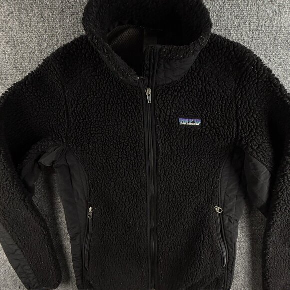 Patagonia Retro-x Deep Pile Fleece Black Jacket Women Zip Pockets XS Outdoors - Picture 1 of 15